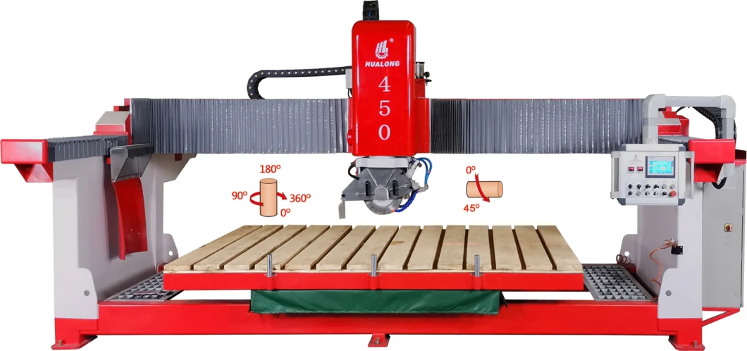 Hualong Machinery Hlsq-450 Automatic 45 Degree Slab Miter Granite Cutting Machine Tile Cutter Stone Bridge Saw for Marble Quartz Porcelain